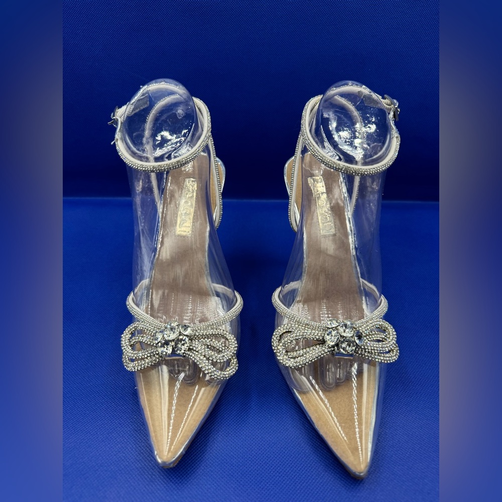 Like New Transparent Heels With Rhinestone Bows
